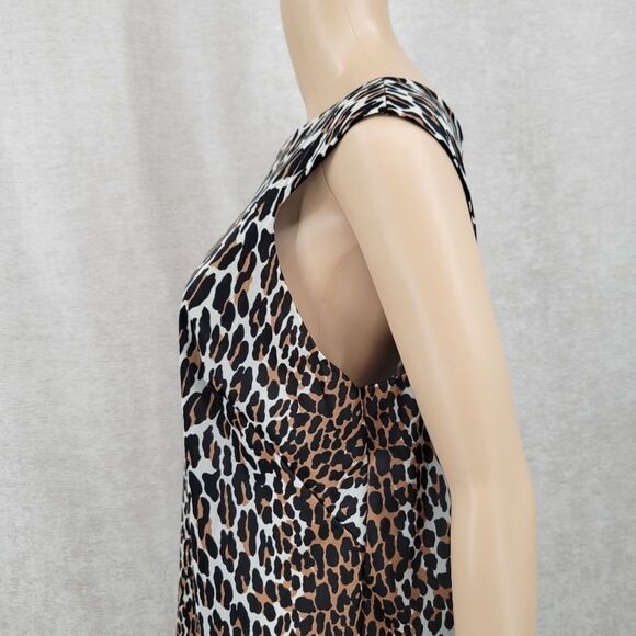 Vanity Fair 70s Leopard Print Nightgown Slip Dress Zigzag Hem Nylon Lounger - Picture 5 of 16